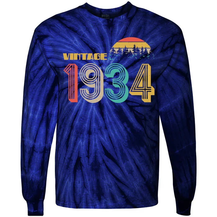 Vintage 1934 Sun Wilderness 90th Birthday Tie-Dye Long Sleeve Shirt