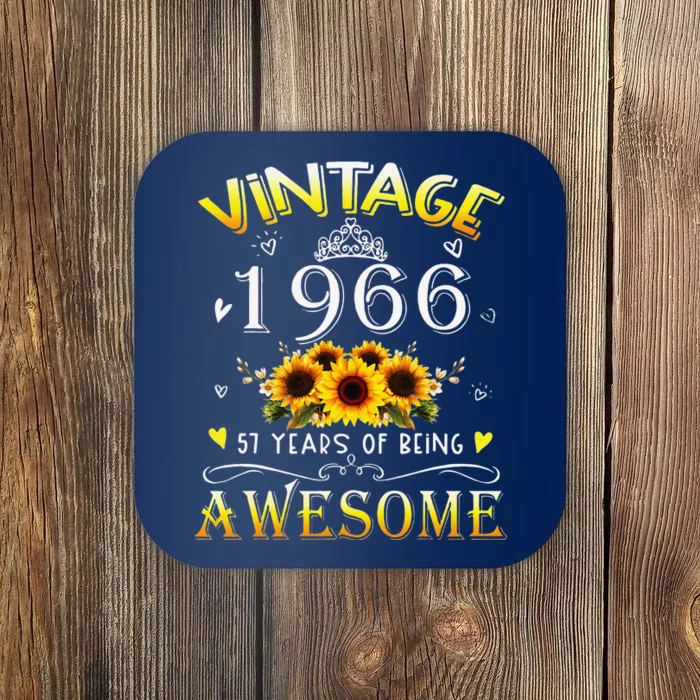 Vintage 1966 Sunflower 57 Years Old 57th Birthday Coaster