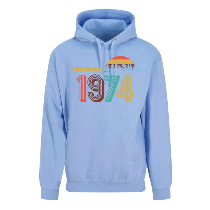 Vintage 1974 Sun Wilderness 50th Birthday Unisex Surf Hoodie