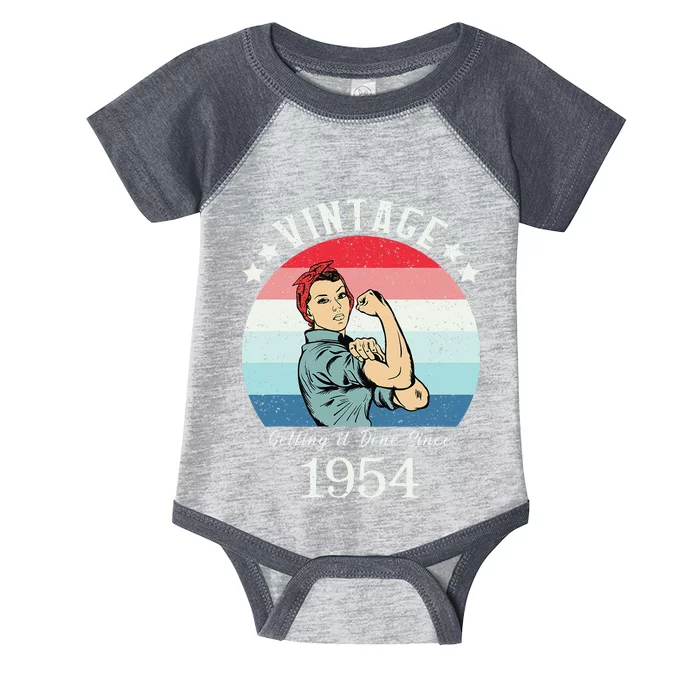 Vintage 1954 Strong Womens Rosie Birthday Gifts For Her Infant Baby Jersey Bodysuit