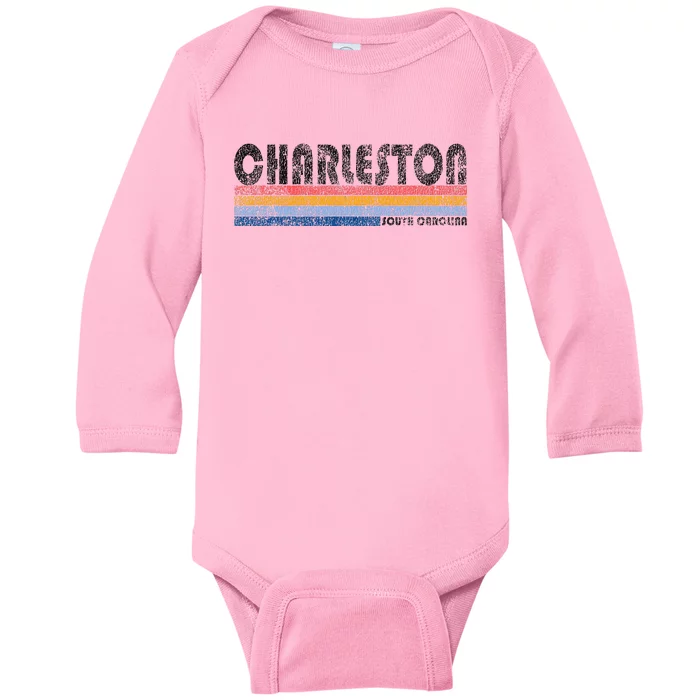 Vintage 1980s Style Charleston South Carolina Baby Long Sleeve Bodysuit