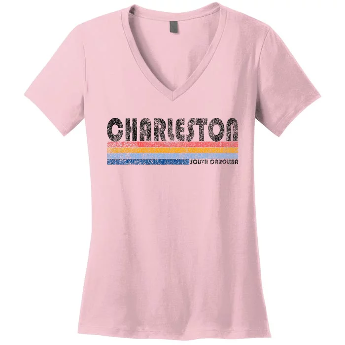 Vintage 1980s Style Charleston South Carolina Women's V-Neck T-Shirt