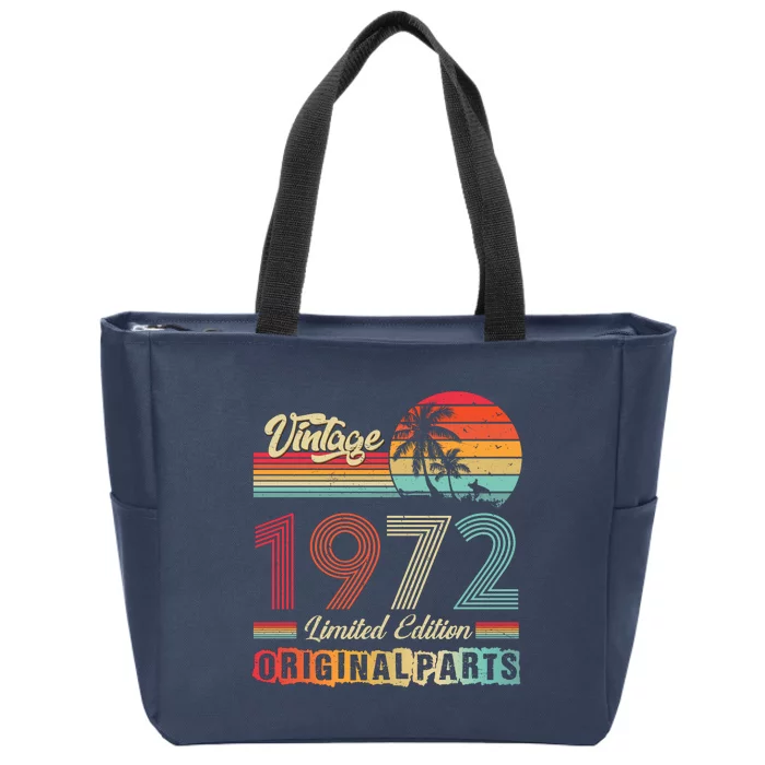 Vintage 1972 Sunset Retro 50th Birthday 50 Years Old Zip Tote Bag