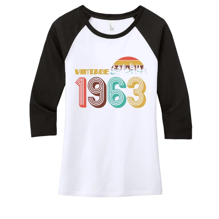 Vintage 1963 Sun Wilderness 60th Birthday Women's Tri-Blend 3/4-Sleeve Raglan Shirt