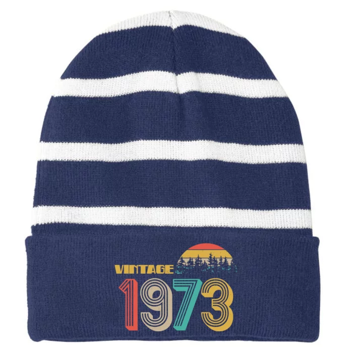 Vintage 1973 Sun Wilderness 50th Birthday Striped Beanie with Solid Band