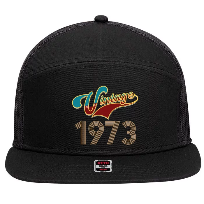 Vintage 1973 T Birthday 7 Panel Mesh Trucker Snapback Hat