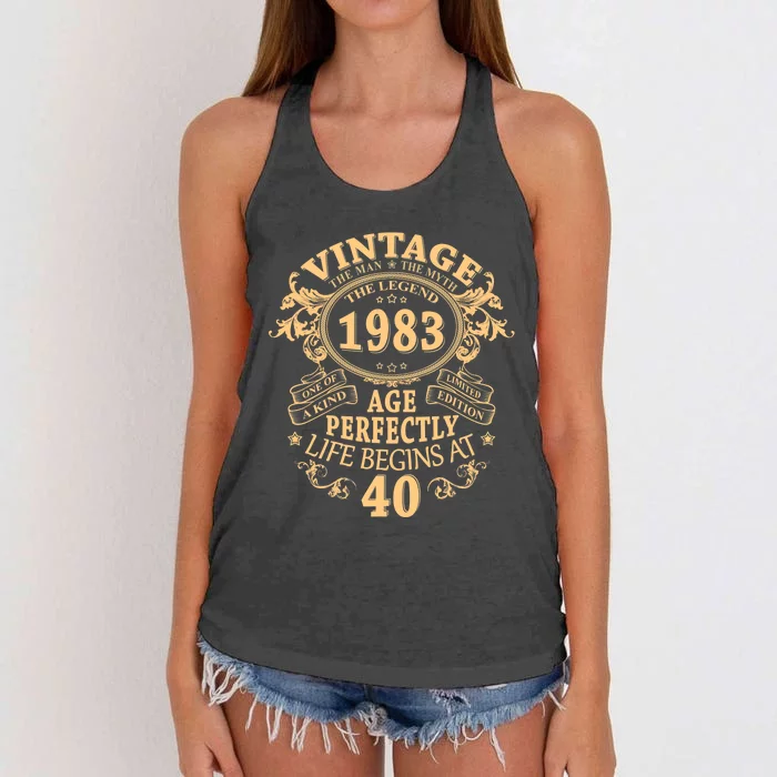 Vintage 1983 The Man Myth Legend 40th Birthday Gifts For Women's Knotted Racerback Tank