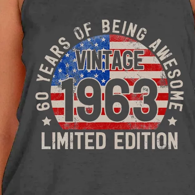 Vintage 1963 Turning 60 BDay 60 Years Old 60th Birthday Women's Knotted Racerback Tank