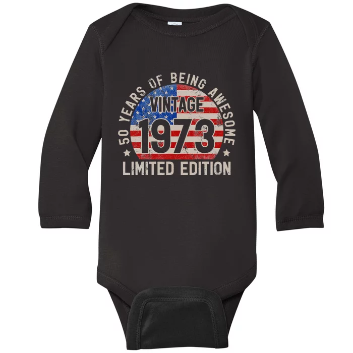 Vintage 1973 Turning 50 BDay 50 Years Old 50th Birthday Baby Long Sleeve Bodysuit