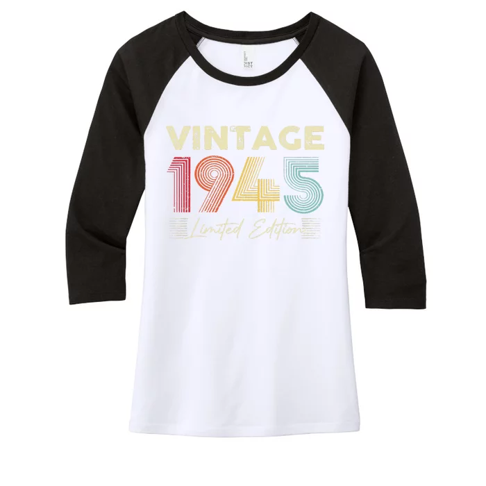 Vintage 1945 Wedding Anniversary Born In 1945 Birthday Party Women's Tri-Blend 3/4-Sleeve Raglan Shirt