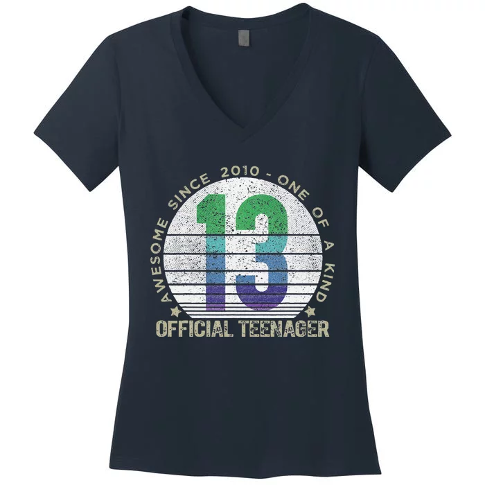 Vintage 13 Year Old Gifts 13th Birthday Women's V-Neck T-Shirt