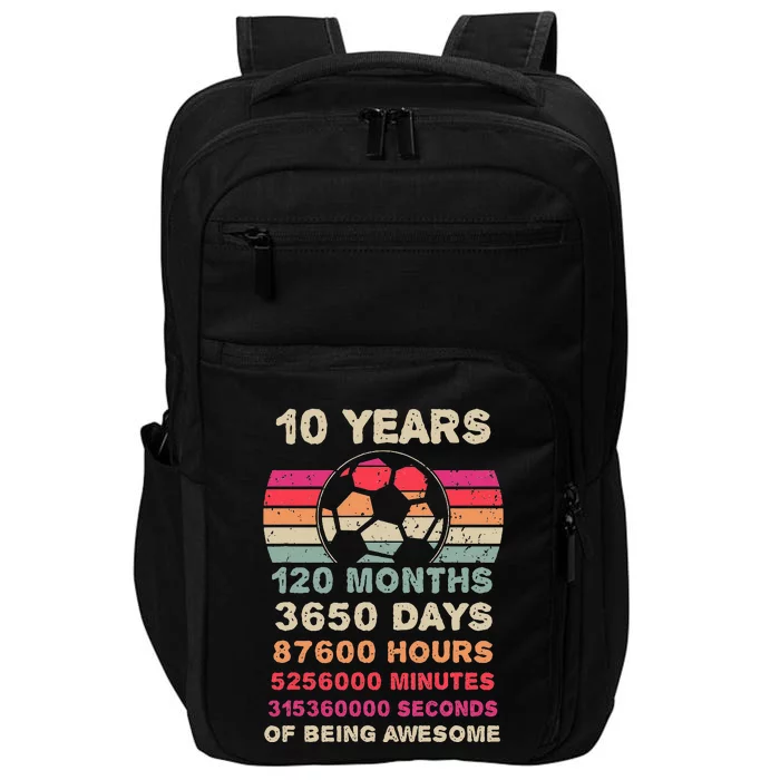 vintage 10 Year Old Soccer Birthday Impact Tech Backpack