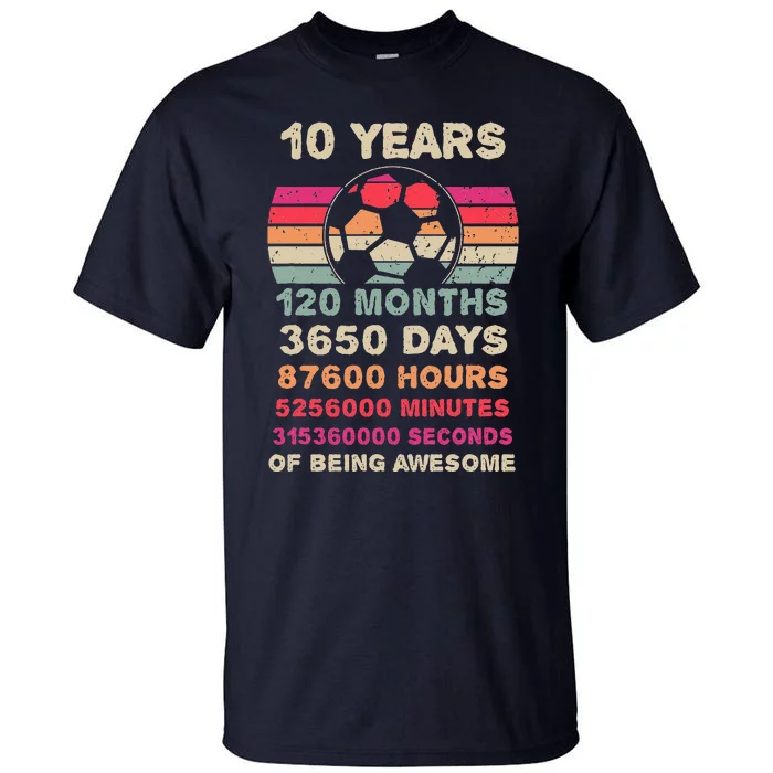 vintage 10 Year Old Soccer Birthday Tall T-Shirt