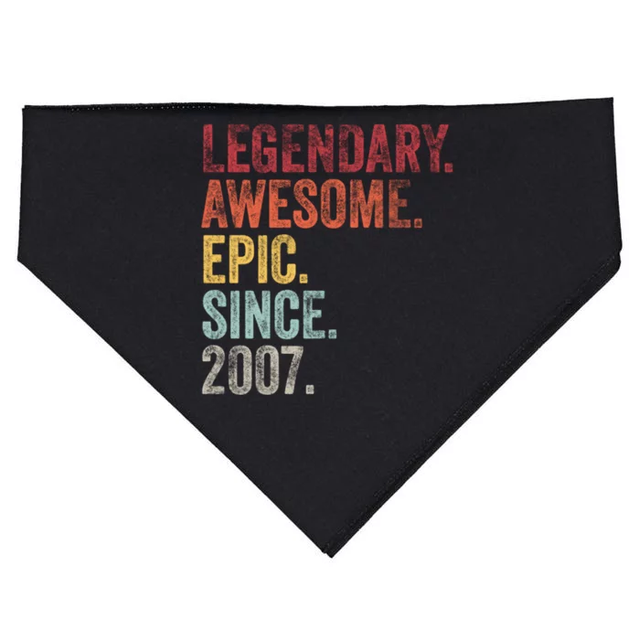 Vintage 2007 15th Birthday Legendary Awesome Epic Since 2007 Pullover Hoodie USA-Made Doggie Bandana