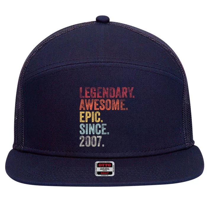 Vintage 2007 15th Birthday Legendary Awesome Epic Since 2007 Pullover Hoodie 7 Panel Mesh Trucker Snapback Hat