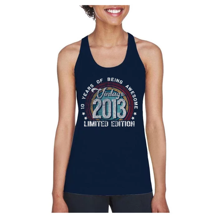 Vintage 2013 10 Year Old Gifts Limited Edition 10th Birthday Funny Love Cute Women's Racerback Tank