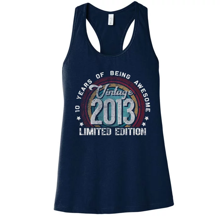 Vintage 2013 10 Year Old Gifts Limited Edition 10th Birthday Funny Love Cute Women's Racerback Tank