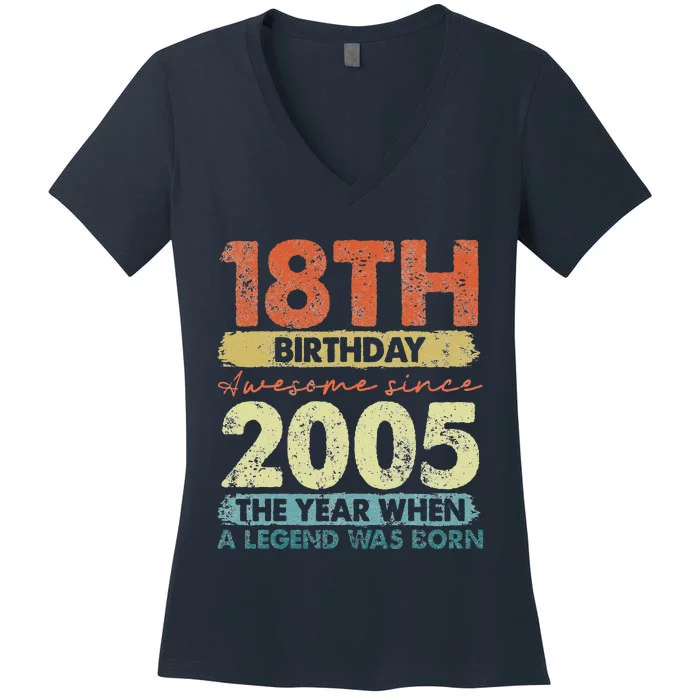 Vintage 2005 18 Year Old Gifts Limited Edition 18th Birthday Women's V-Neck T-Shirt