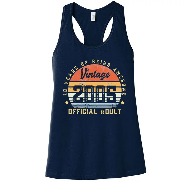 Vintage 2005 18 Years Old Gifts 18th Birthday Adult Women's Racerback Tank