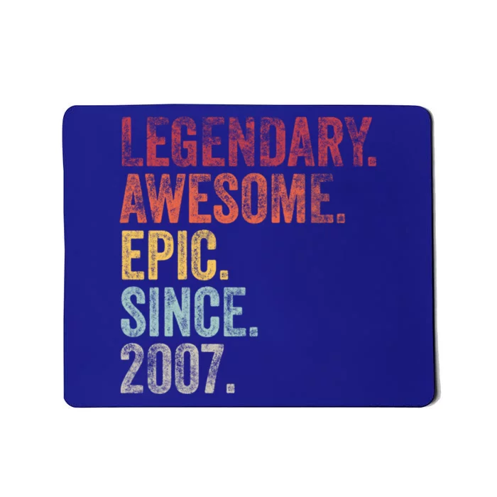 Vintage 2007 15th Birthday Legendary Awesome Epic Since 2007 Cute Gift Mousepad