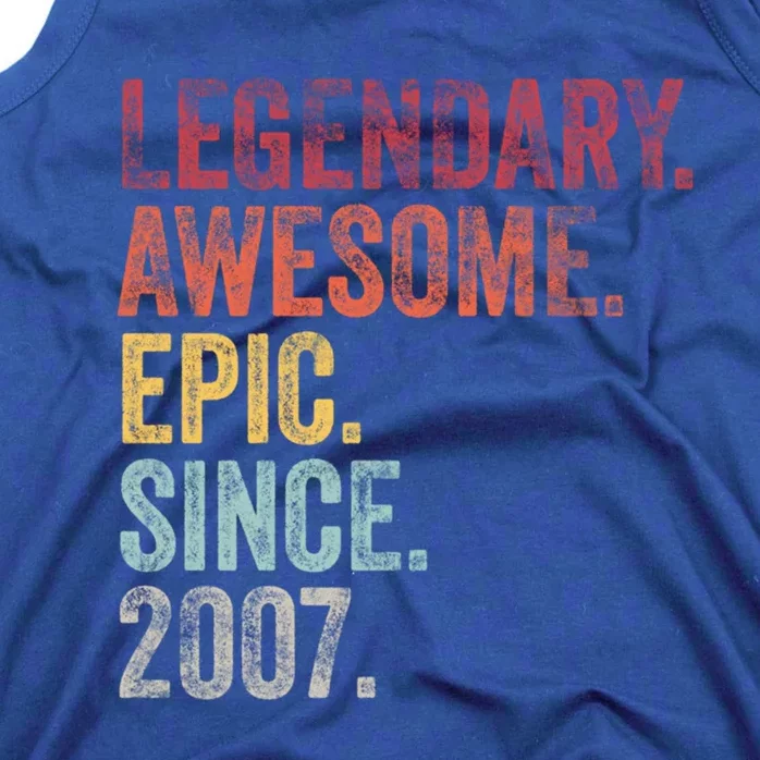 Vintage 2007 15th Birthday Legendary Awesome Epic Since 2007 Cute Gift Tank Top