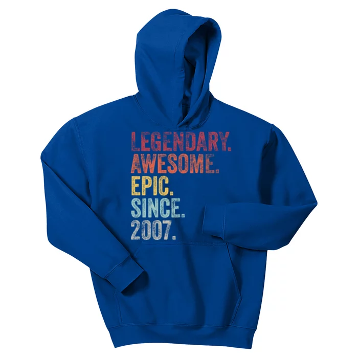 Vintage 2007 15th Birthday Legendary Awesome Epic Since 2007 Cute Gift Kids Hoodie