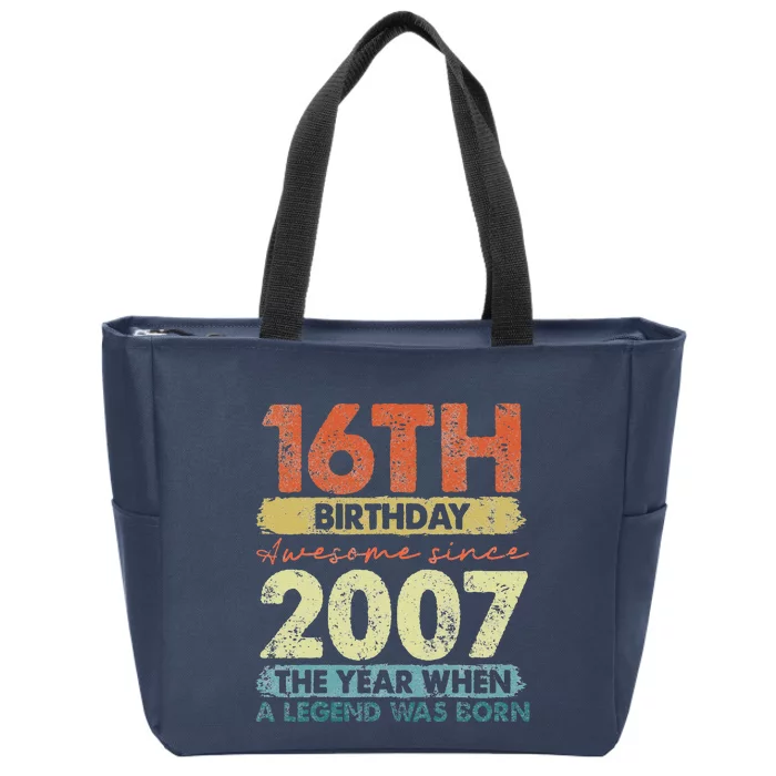 Vintage 2007 16 Year Old Gifts Limited Edition 16th Birthday Love Zip Tote Bag