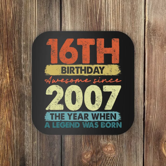 Vintage 2007 16 Year Old Gifts Limited Edition 16th Birthday Coaster