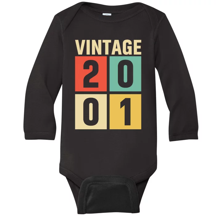 Vintage 2001 21st Birthday Celebration Baby Long Sleeve Bodysuit