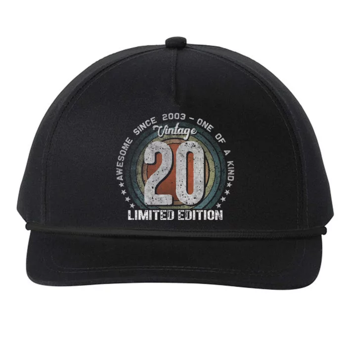 Vintage 2003 20 Year Old Gifts Limited Edition 20th Birthday Snapback Five-Panel Rope Hat