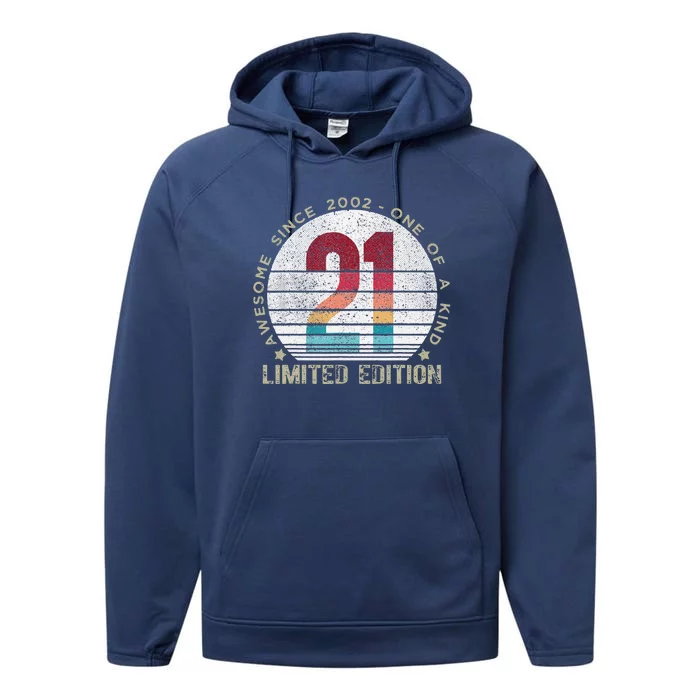 Vintage 2002 21 Year Old Gifts Limited Edition 21st Birthday Funny Love Cute Performance Fleece Hoodie