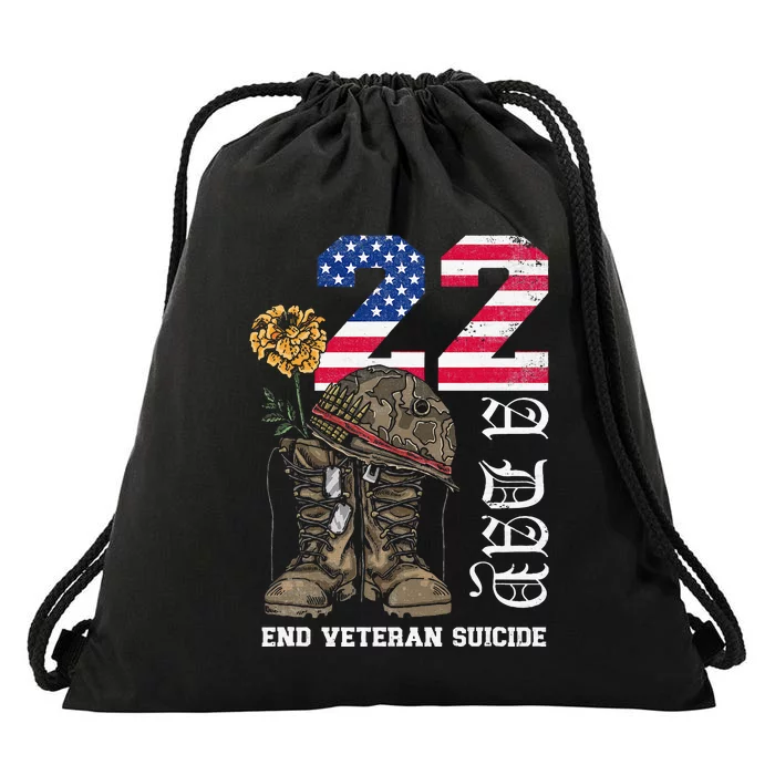 Veteran 22 A Day Take Their Lives End Veteran Suicide Drawstring Bag