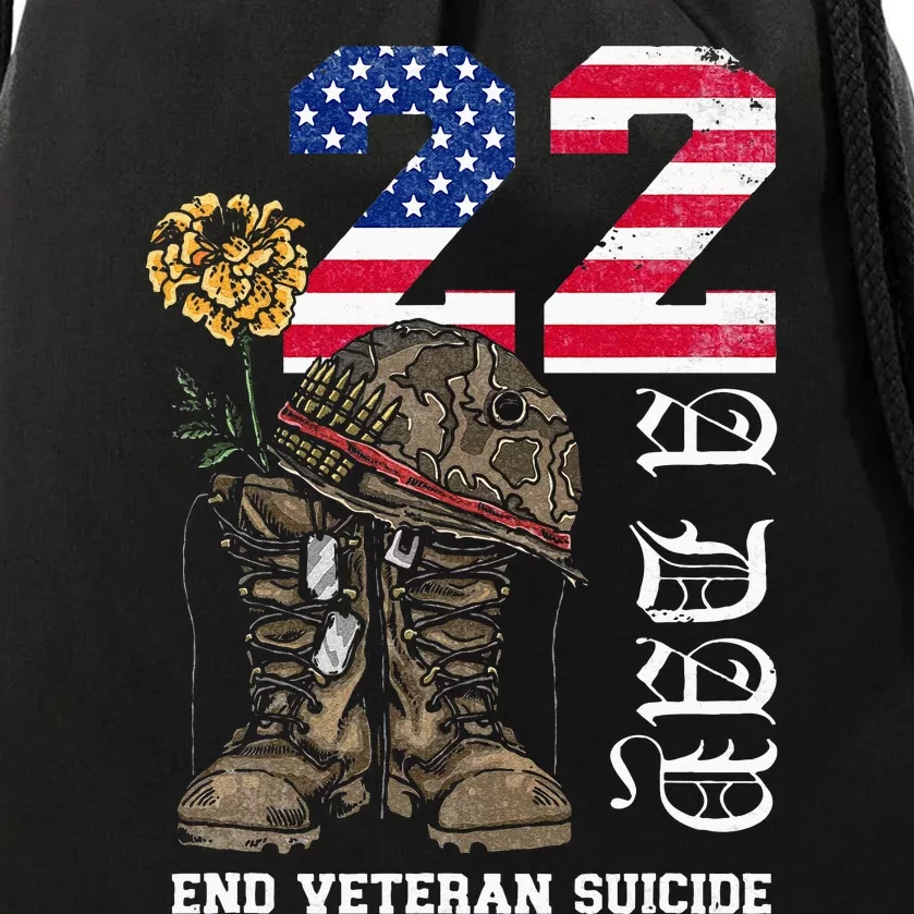 Veteran 22 A Day Take Their Lives End Veteran Suicide Drawstring Bag