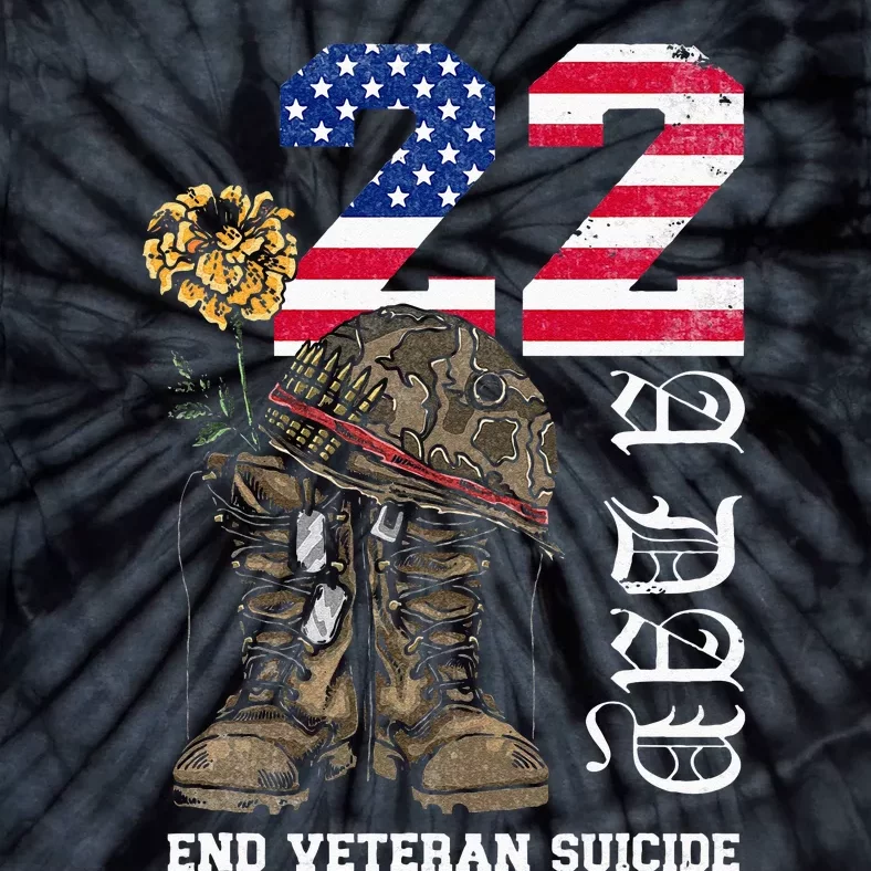 Veteran 22 A Day Take Their Lives End Veteran Suicide Tie-Dye T-Shirt