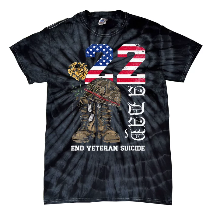 Veteran 22 A Day Take Their Lives End Veteran Suicide Tie-Dye T-Shirt