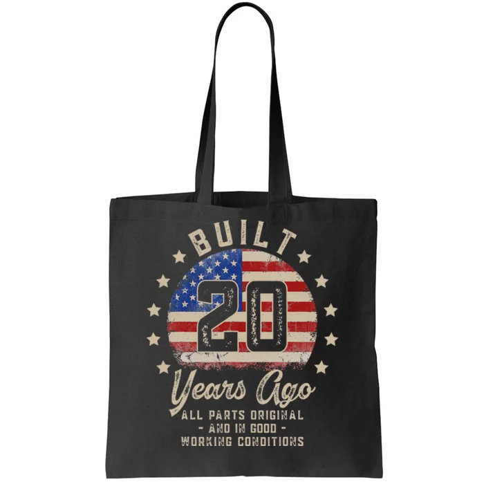 Vintage 20th Birthday Built 20 Years Ago American Flag Tote Bag