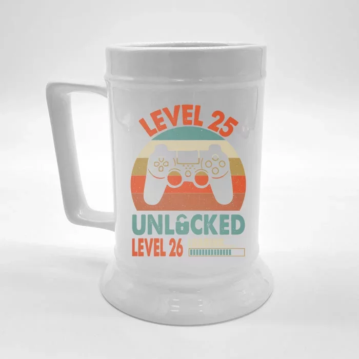 Vintage 25th Birthday Level 25 Unlocked Level 26 Loading Cute Gift Front & Back Beer Stein