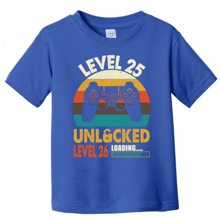 Vintage 25th Birthday Level 25 Unlocked Level 26 Loading Cute Gift Toddler T-Shirt