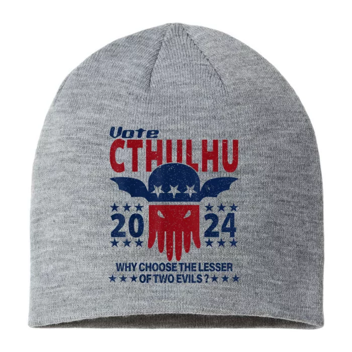 Vote 2024 Cthulhu President Choose The Lesser Of Two Evils 8 1/2in Sustainable Knit Beanie