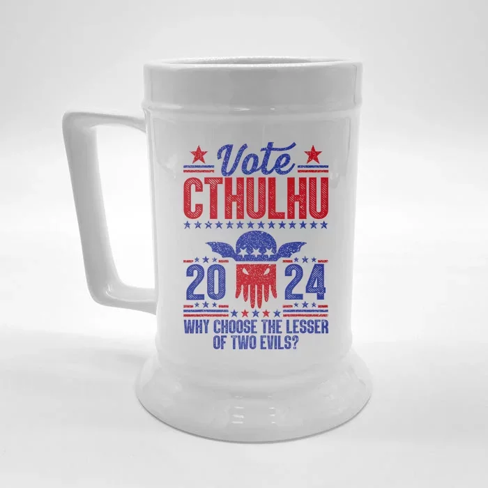 Vote 2024 Cthulhu President Choose The Lesser Of Two Evils Front & Back Beer Stein