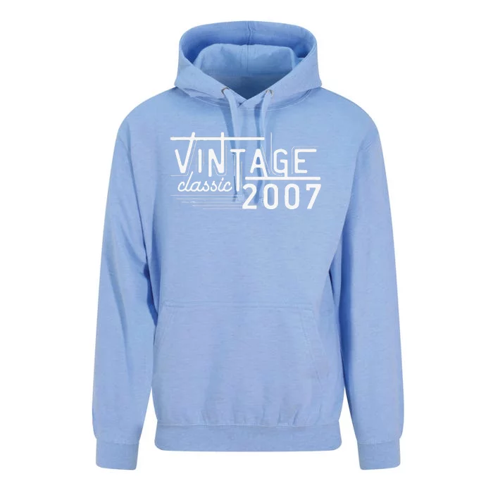 Vintage 2007 Classic 16 Year Old Gifts 16th Birthday Retro Unisex Surf Hoodie