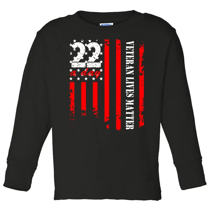 Veteran 22 Day Veteran Lives Matter Suicide Awareness Ptsd Toddler Long Sleeve Shirt