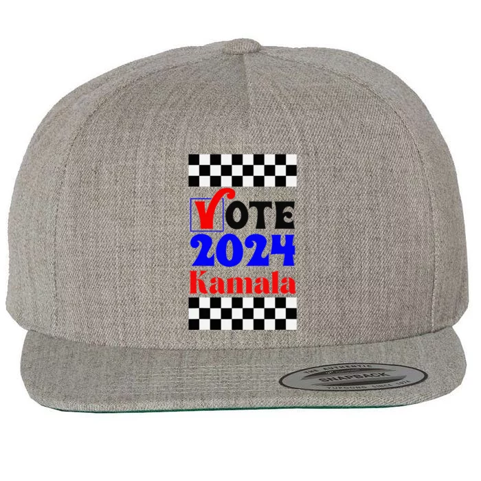 Vote 2024 Kamala Harris Vintage Democrat Groovy Election Wool Snapback Cap