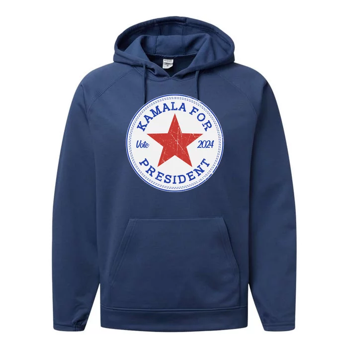 Vote 2024 Kamala For President Sneaker Logo Performance Fleece Hoodie