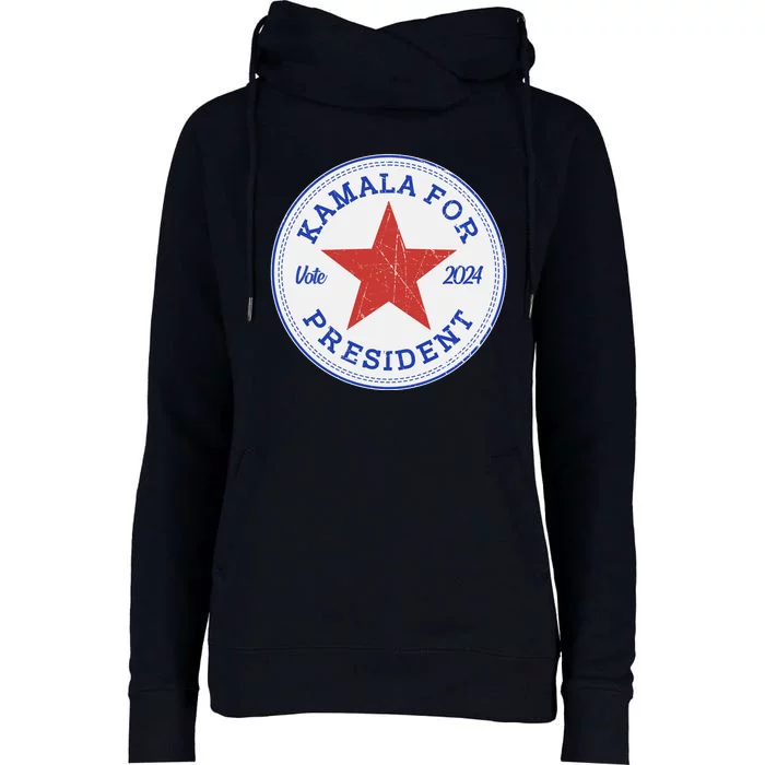 Vote 2024 Kamala For President Sneaker Logo Womens Funnel Neck Pullover Hood