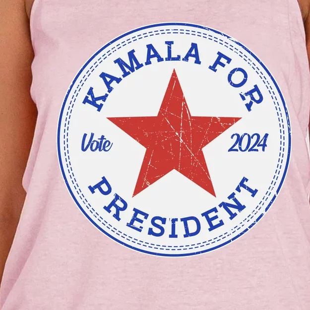 Vote 2024 Kamala For President Sneaker Logo Women's Knotted Racerback Tank