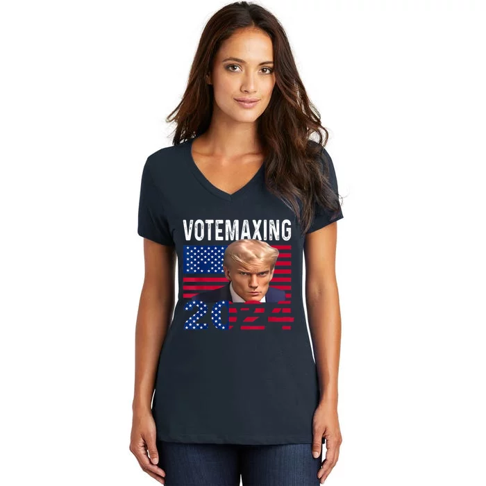 Votemaxing 2024 Looksmaxxing Funny Women's V-Neck T-Shirt