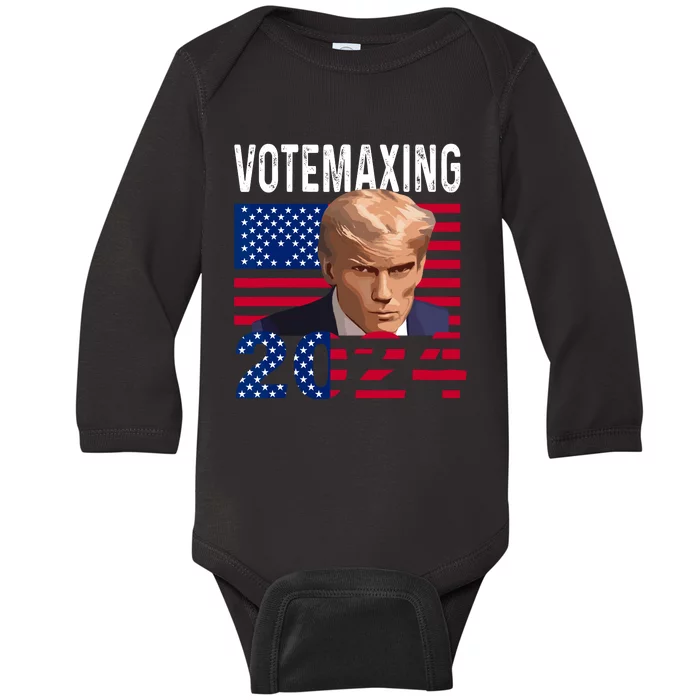 Votemaxing 2024 Looksmaxxing Funny Baby Long Sleeve Bodysuit