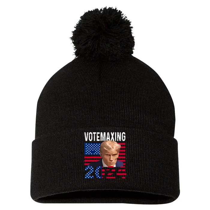 Votemaxing 2024 Looksmaxxing Funny Pom Pom 12in Knit Beanie