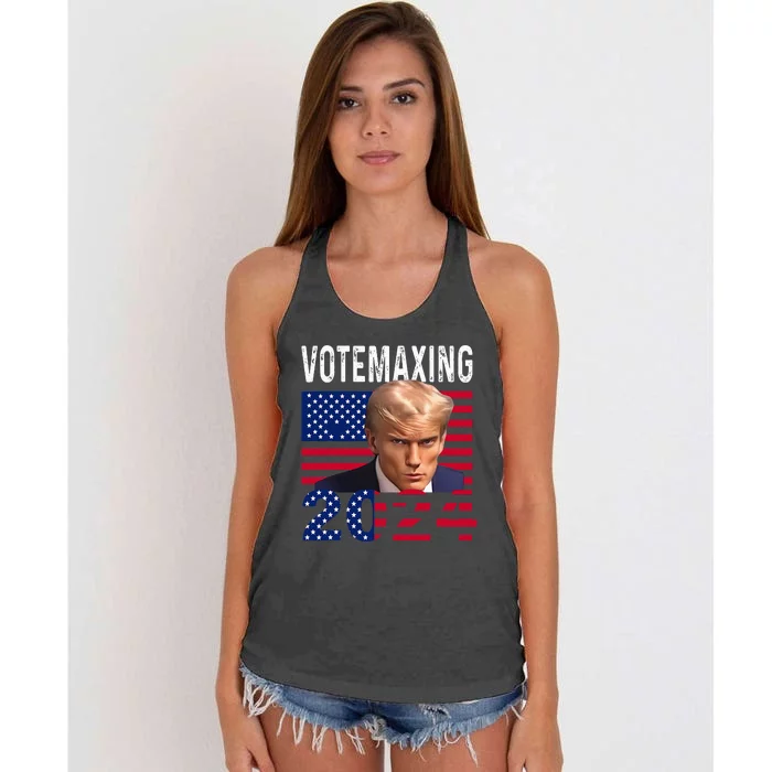 VoteMaxing 2024 LooksMaxxing Funny Women's Knotted Racerback Tank